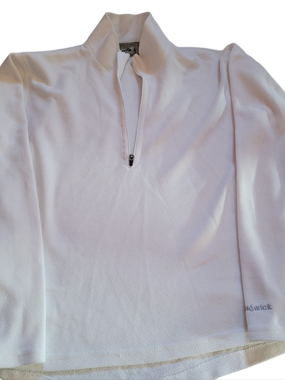 EMS Womens Collared Top Size S Thermo Tech&Wick 1/2 Zip White Warm NWOT